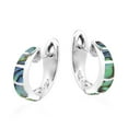 thumbnail image 1 of Simple Elegance Abalone Inlay Sterling Silver Hoop Huggie Earrings, 1 of 5