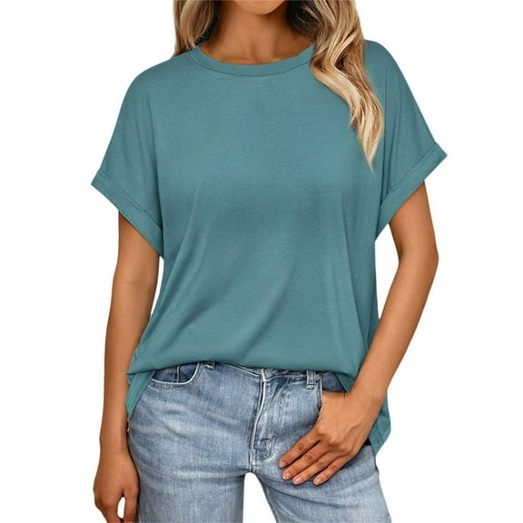 Razzly Women's T-Shirts Casual Basic Loose Fit Crewneck Short Sleeve Summer Solid Color Tops for Every Occasion(Mint Green,L)