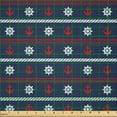 thumbnail image 2 of Ambesonne Navy Blue Fabric by the Yard Microfiber, Nautical Borders, 10 Yards, Red White Dark Blue, 2 of 2