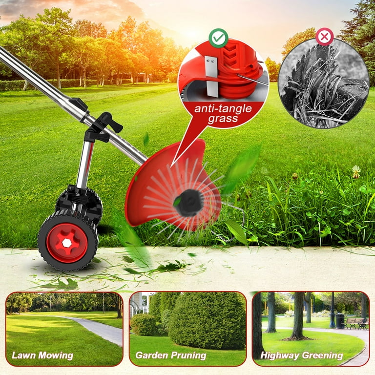 Grass Trimmer Cordless Electric Weed Eaters Weed Trimmer Tanbaby 6 inch Weed Wacker Kit with Upgraded Wheels