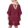 thumbnail image 2 of Honeeladyy Womens Casual Plus Size Solid Short Sleeve Boho Dress Swing Dress summer dresses for Mom, 2 of 9