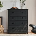 thumbnail image 6 of 2 Pack Joaxswe 4-Drawer Dresser for Bedroom, Retro Wood Storage Cabinet with Black Round Handles, Vintage Adult Chest of Drawers for Entryway, Guest Room, 6 of 9