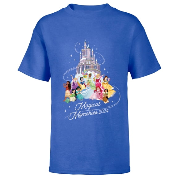 Disney Princess Winter Holiday Castle Magical Memories 2024 - Short Sleeve T-Shirt for Kids - Customized-Royal