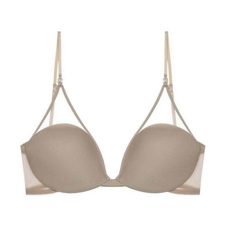 BYHONG Women s Sexy V Neck Mesh Bra Breathable Backless French Bra Creating A Sexy Appearance and Comfortable Fit Bras for Women Soft Everyday Bra Beige 70A