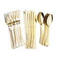 thumbnail image 2 of Paquete De 18 Kits De Cubiertos De Plástico, Cubiertos Desechables , Combo , Cubiertos Desechables, Cubiertos De Cristal dorado, 2 of 7