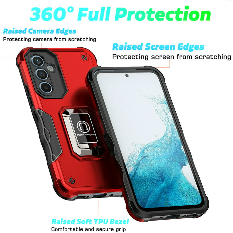  for Samsung Galaxy A15 Case with Screen Protector, Military  Grade Rugged Shockproof Heavy Duty Shell A15 5G Protective Cover for Samsung  A15 Magnetic Ring Kickstand Phone Case (Black) : Cell Phones