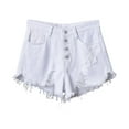 thumbnail image 3 of BiZtdJrK Fashion Jean Shorts for Women Frayed Hem Ripped Denim Shorts Plus Size Summer Jeans with Pockets White XXL, 3 of 4