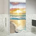 thumbnail image 5 of Stall Small Half Shower Curtain Beach Summer 36x72 Inch RV Mini Single Narrow Ocean Coastal Hawaiian Sunrise Sea Wave Seaside Scene Island Blue Cool Set Waterproof 7 Pack Hooks, 5 of 6
