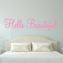 VWAQ Hello Beautiful Wall Decal Inspirational Quotes Beauty Mirror Stickers #2 Version VWAQ-1656 (22"W X 6"H, Pink)