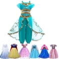 thumbnail image 2 of Vestido de princesa Jasmine para niñas, disfraz de sirena, Elsa, Anna, Bella, Rapunzel, Blancanieves, Cenicienta, Aurora, 2 of 3