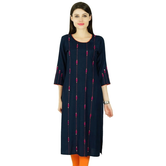 Phagun Ethnic Bollywood Kurti Hand Work Rayon Kurta Women Tunic Dress