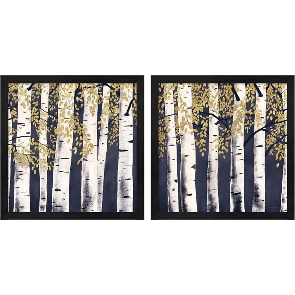 Great Art Now Fresh Forest Indigo by James Wiens, 2 Piece Framed Art Set Each 13"W x 13"H