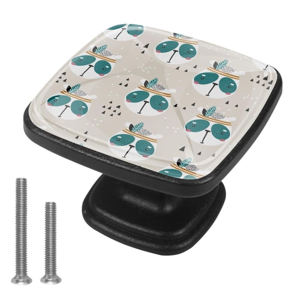 4 Pcs Cabinet Handle Drawer Pulls Panda Knobs with Screws Square Furniture Office Cabinet Knob Decoration