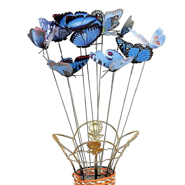 10 piezas/juego Simulación Mariposa Palo Jardín Exterior Maceta Decoración Adorno