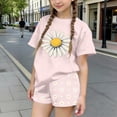 thumbnail image 2 of NAISIBABY Girls Floral Outfit Sets, Graphic Short Sleeve T-Shirt and Elastic Waist Shorts Kids Summer Fashion Clothes Pink Size 3, 2 of 6