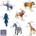 thumbnail image 3 of Jet Creations Safari Inflatable Plush Stuffed Animal 5 Pack Giraffe Zebra Elephant Lion Tiger for Pool, Party Decoration, Size up to 40 inch, AIR-GZELT5, 36, Multi, 3 of 6