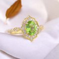 thumbnail image 2 of Oval Cut Peridot Engagement Ring Diamond Halo Promise Ring Women Statement Stacking Rong Anniversary Gift For Wife Yellow Gold Jewelry, 2 of 4