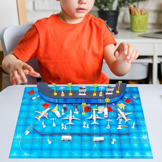 Terminal de aeropuerto, juguetes para niños, aviones, aeropuertos, modelo de juguete, divertido, realista, desarrollo cerebral, vehículo, avión, juego 70 piezas