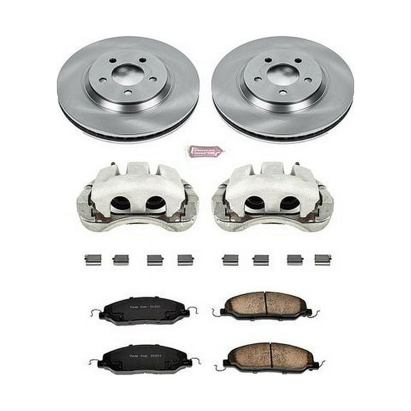 PowerStop Front Stock Replacement Brake Pad and Rotor Kit with Calipers Fits: FORD Select Models KCOE1380