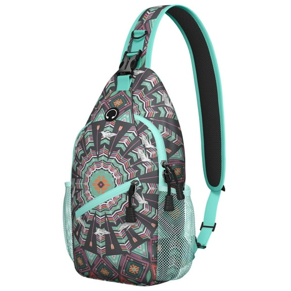 Tribal Patterns Crossbody Bag Anti-Theft Shoulder Backpack for Outdoor Adventures Rustic Style & Organized