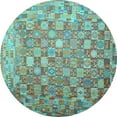 thumbnail image 1 of Ahgly Company Indoor Round Oriental Light Blue Traditional Area Rugs, 7' Round, 1 of 4