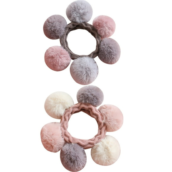 WRISTBIQUE Ensemble de 2 Attaches pour Cheveux en Peluche Attache Queue de Cheval Boule Élastique Bande pour Cheveux Couleur Assortie pour Décoration