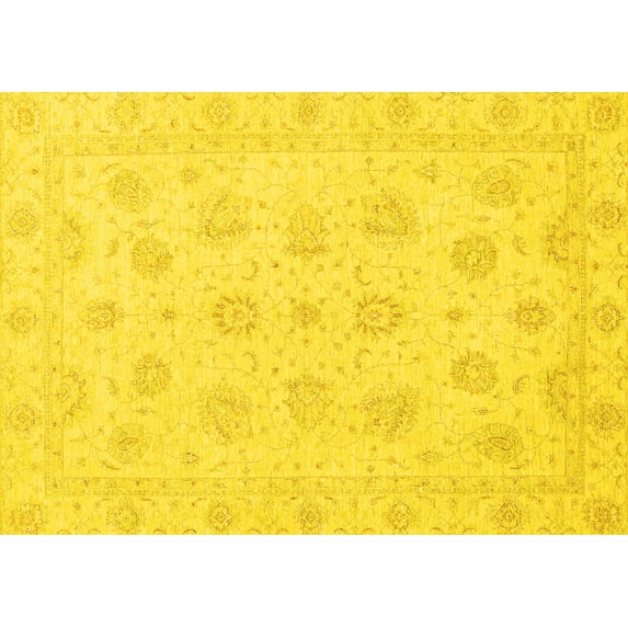 Ahgly Company Indoor Rectangle Oriental Yellow Traditional Area Rugs, 4' x 6'