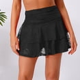 thumbnail image 5 of Doomiva Women's Lace Layered Mini Skirt Outfits A Line Cute Tiered Ruffle Skirt Y2K Streetwear Black M, 5 of 6