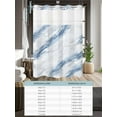 thumbnail image 6 of No Hook Cloth Fabric Shower Curtain with Snap in Liner, Blue Grey Marble Waterproof Shower Curtains Set with See Through Top Window, Vintage Abstract Modern Art Crack Bath Curtains Shower 36"x78", 6 of 6