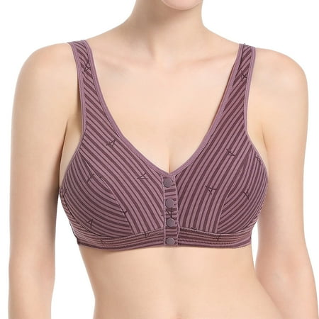 Clearance! SNOWSONG Cotton Bras Plus Size Bras Women s Sports Bra Button Soft Cotton Non-Steel Ring Tank Top Wireless Full Cup Comfort Bra 2024 New Full Coverage Bra Wireless Bras for Women Purple J
