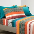thumbnail image 2 of Lush Decor Boho Stripe Soft Sheet Set Turquoise/Tangerine 6Pc King, 2 of 7