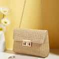 thumbnail image 4 of Yvsxxv Khaki Rattan Woven Small Messenger Shoulder Bag, Summer Beach Use, 1 Pc, 4 of 7