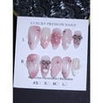 thumbnail image 2 of 3D Hand Carved Flowers And Water Ripple Pattern Nail Decoration 100% Handmade Press On Nails French Style Ice Jelly Blush Color Manual Almond 10pcs False Nail Tips Reusable DIY Nail Art Design, 2 of 9