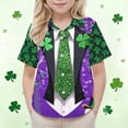 thumbnail image 4 of LEKWK Boys St. Patrick's Day Shirt Faux Leprechaun Vest Graphic Short Sleeve Button Down Top Novelty Irish Costume, 4 of 7