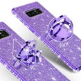 thumbnail image 4 of SOGA Diamond Bling Glitter Cute Phone Case with Kickstand Compatible for Samsung Galaxy Note 9 Case, Rhinestone Slim TPU Bumper with Ring Stand Girls Women Cover for Samsung Galaxy Note 9 (Purple), 4 of 5