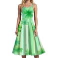 thumbnail image 5 of vigerkar Women's St. Patrick's Day Sleeveless Dress Ireland Shamrock Print Vintage Dress Swing Clover Leaf Dress (Light Yellow, XL), 5 of 6