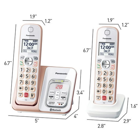 Panasonic - KX-TGD862G Link2Cell DECT 6.0 Expandable Cordless Phone System with Digital Answering System - White/Rose Gold