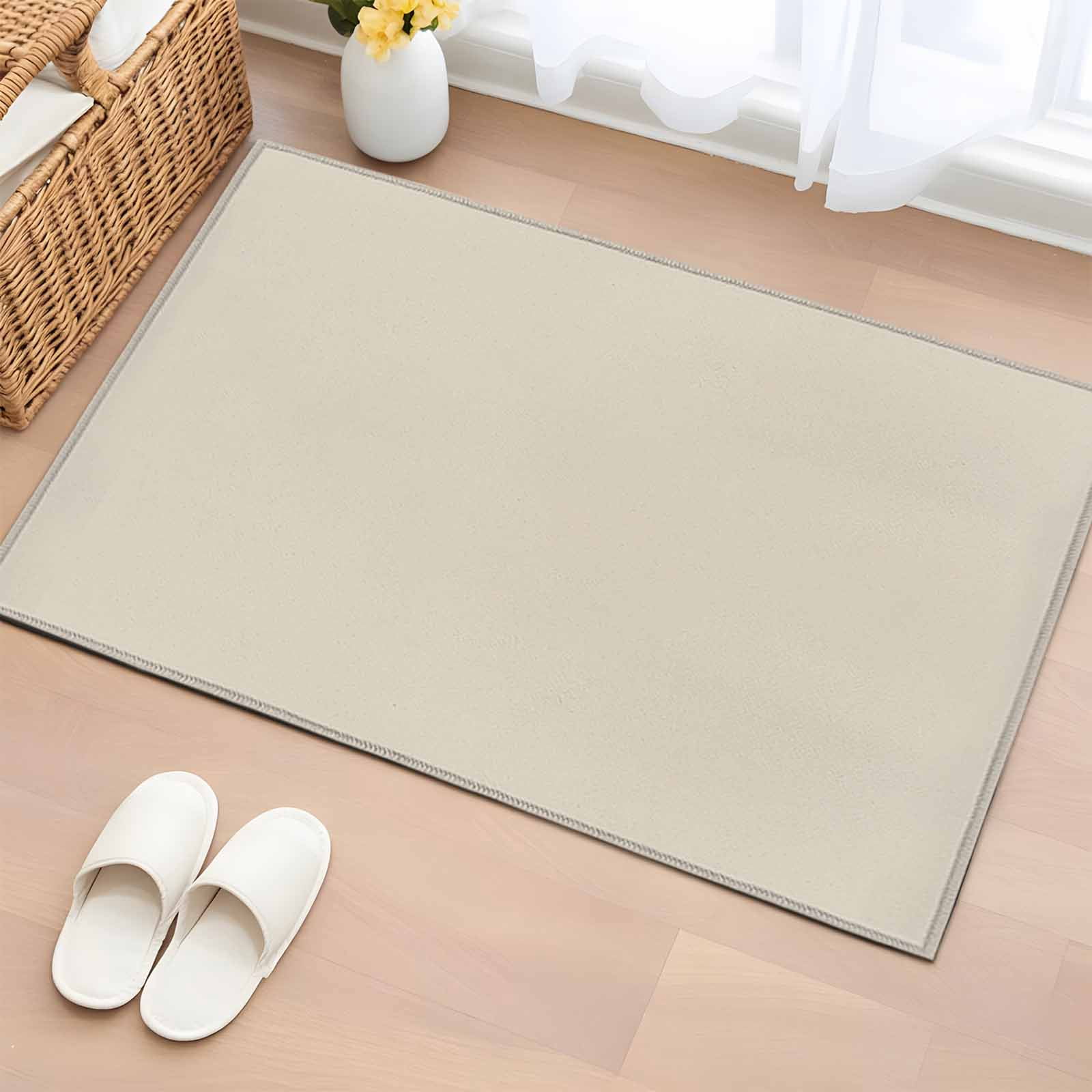 Ivory White Bathroom Mat 2x3 FT, Non Slip Small Kitchen Mat, Modern Pure Ivory White Washable Soft Backed Front Door Throw Rug Non-Shedding Indoor Outdoor Doormat for Entryway Sink