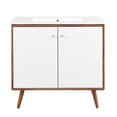 thumbnail image 3 of Modway Transmit 36" Modern Wood and Ceramic Bathroom Vanity in Walnut/White, 3 of 9