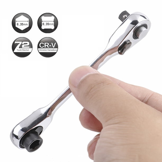 Bsvklp Mini Llave Trinquete 1/4 Pulgadas Doble Extremo Llave Trinquete Rápida Herramienta Manual