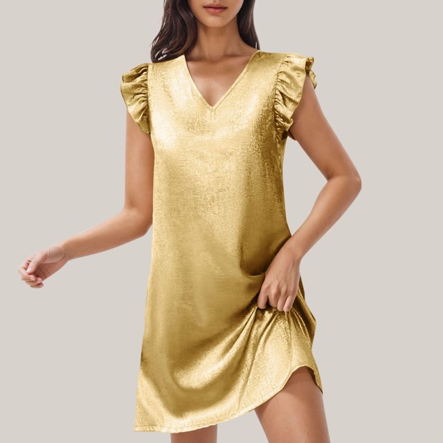Ovzne Robes d'Été pour Femmes Robe pour Femme Robe à Manches Courtes à Capuche Col en V Couleur Unie Robe Courte pour Femmes Liquidation