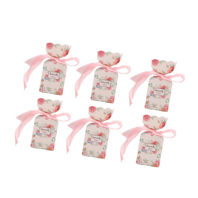 Party Favor Boxes, DIY Production Floral Pattern Candy Boxes Party Favors With Rope For Birthday Parties Pink HM2251304