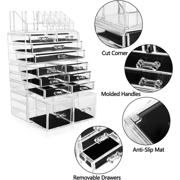  Cq acrylic Clear Cosmetics Organizer Stackable Makeup Storage  Drawers,2 Drawers for The Home Edit Containers For Jewelry Hair Accessories  Nail Polish Lipstick Make up Marker Pen : Beauty & Personal Care