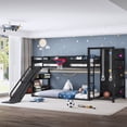 thumbnail image 3 of Newest Twin XL Metal Loft Bed with Basketball Hoop, Climbing Wall, Slide and Bookshelves, Black, 3 of 13
