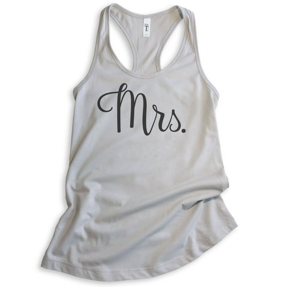 Mrs Tank Top, Ladies Racerback Tank Top, Wife Tank, Engaged Tank, Engagement Tank, Wedding Tank, Silver Gray, Small
