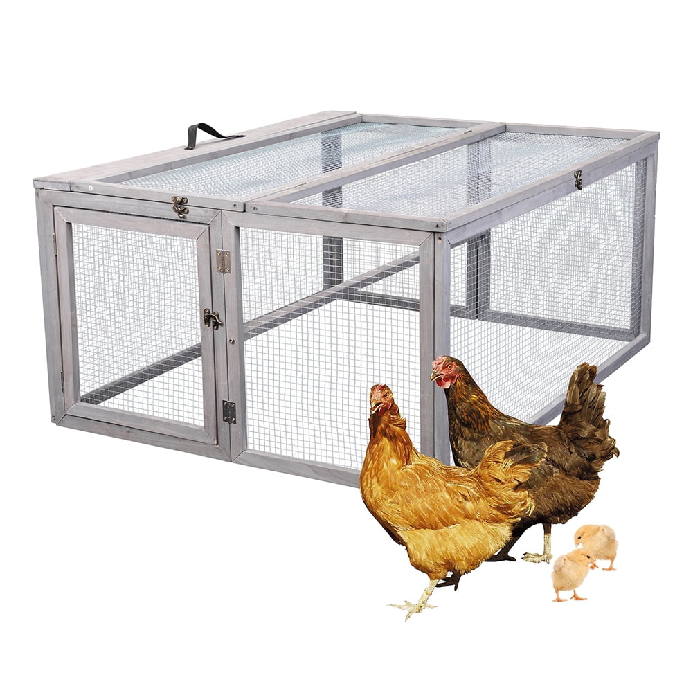 Kepooman Small Animal Folding Enclosure, Outdoor for Rabbits Chicks Guinea Pigs Wood Playpen with Roosting Bar, Gray Kepooman Small Animal Folding Enclosure, Outdoor for Rabbits Chicks Guinea Pigs Wood Playpen with Roosting Bar, Gray