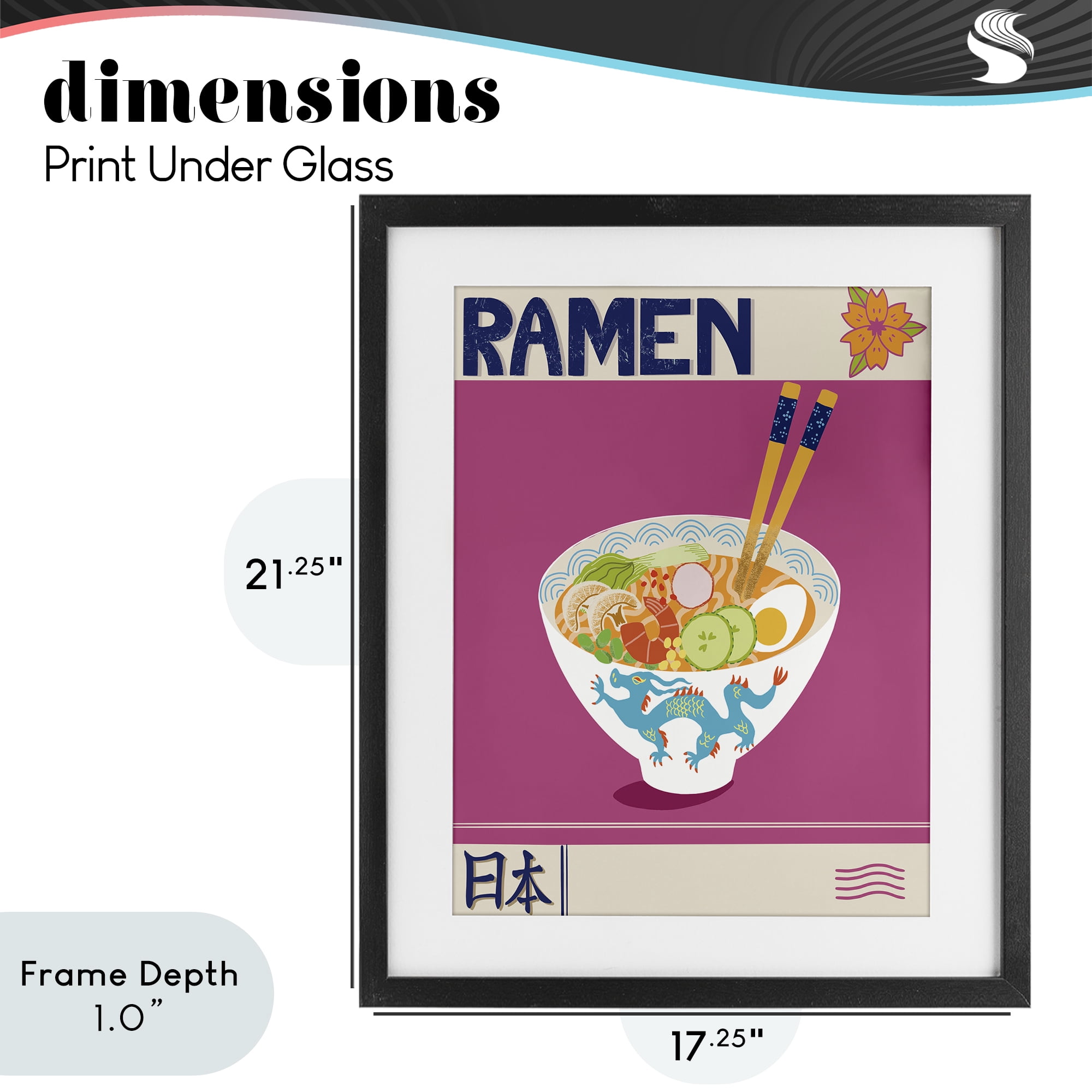 Stupell Industries Enchanted Japanese Ramen Black Framed Print Under Glass, design by Jo Reid