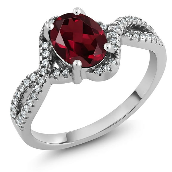 Gem Stone King 925 Sterling Silver Red Rhodolite Garnet Jewelry Women's Ring (1.98 Cttw, Oval 8X6MM, Size 6)