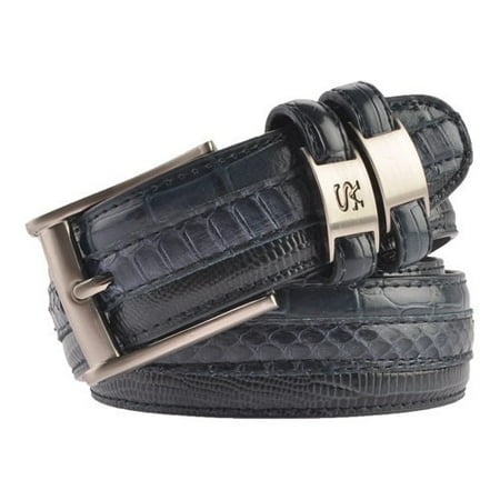 stacy adams belts stacy adams 35mm blue tri-leather embossed, croc, lizard, snake (Best Lizards For Kids)