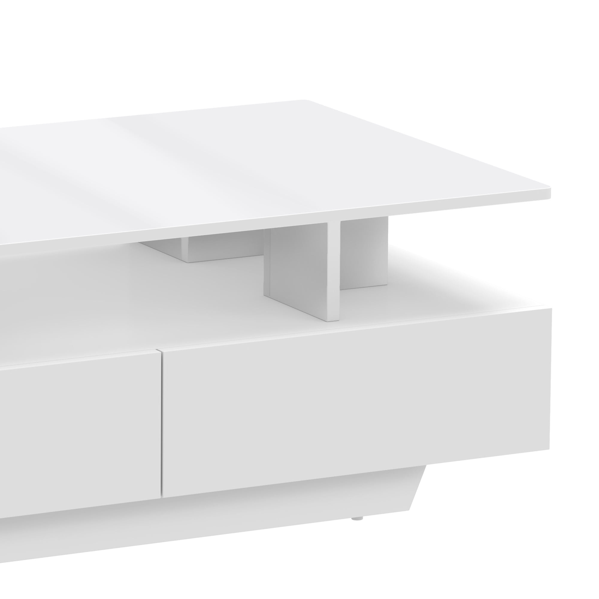 Uforic Modern LED Coffee Table, Center Tables with Storage for Living Room, White